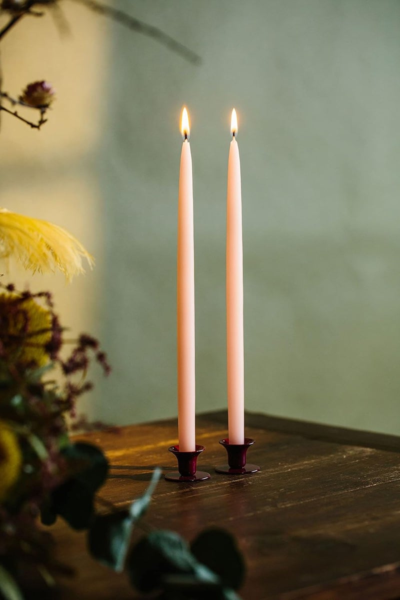 Kunstindustrien ® Taper Candles – Set of 4, 13.8" – Made in Denmark, Long Burning Candles 15h, Unscented & Smokeless Candlesticks – Elegant Tall Candles for Weddings, Dinners & Home Decor (Old Rose) - Image 3